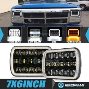 Par de faros LED 7x6" haz alto/bajo DRL para Dodge D100 D150 D250 D350 1981-1993 - Imagen 1 de 12