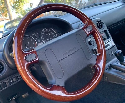 Mazda MX5 wood steering wheel rosewood Miata elegant steering wheel wood real wood 4-spoke New  - Image 1 of 3