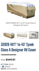 Adco RV Class A Designer Series RV Cover Fits 40'1" to 43' foot Motorhome New - Picture 1 of 8