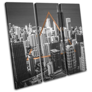 Skyscraper Modern Geometric City TREBLE CANVAS WALL ART Picture Print - Picture 1 of 1
