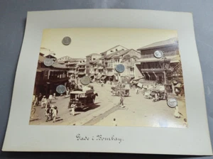 FOTO ANTIGUA ALBÚMINA ASIA INDIA MERCADO BOMBAY CALLE CIUDAD MOGHAL - Imagen 1 de 1