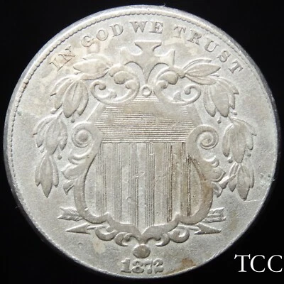 1872 SHIELD NICKEL ~ SCARCE ORIGINAL 5c COIN ~ FREE SHIPPING ~ TCC - Image 1 of 4