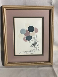 Framed Signed Balloon Watercolor Entitled "Times to Remember" - Celebration - Picture 1 of 11