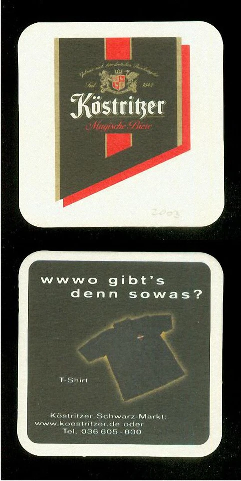 Bierdeckel Köstritzer (1) Bier Schwarzbier Brauerei Bad Köstritz, Thüringen - Bild 1 von 1
