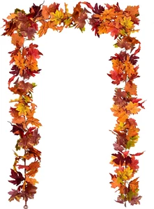 2 Pack Fall Garland Maple Leaf, 5.9Ft/Piece Hanging Vine Garland Artificial Autu - Picture 1 of 12