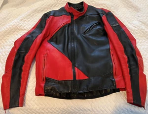 Vintage 80's Hein Gericke Phantom Leathers Size 42 Jacket/32 Pants Red/Black - Picture 1 of 15