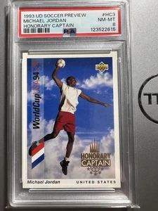 1993 Michael Jordan Upper Deck Soccer Preview Honorary Captain #HC3 Bulls PSA 8 - Picture 1 of 3