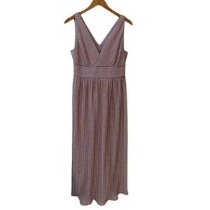 Adrianna Papell Dress Women 6 Blush Pink Pleated Glitter Formal Party Elegant - Picture 1 of 6