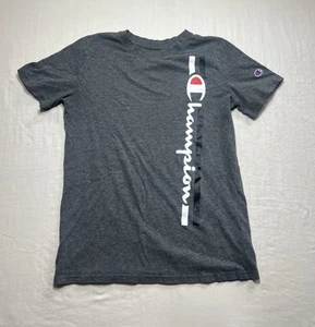Champion Big Boys Vertical Logo-Print T-Shirt (Large) Granite Heather - Picture 1 of 6