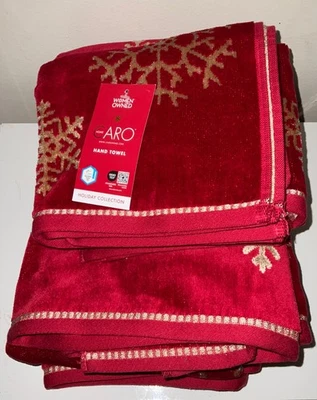 Toallas de baño y mano CARO Home Holiday rojo y dorado beige copos de nieve 4 piezas - Nuevo Foto 1 de 4