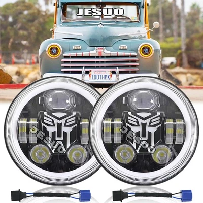 Pair For Ford Deluxe 1939-1951 7" Inch Round LED Headlights Lamp Housing New Foto 1 de 4