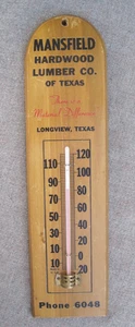 ¿De colección años 50? TERMÓMETRO PUBLICITARIO MANSFIELD HARDWOOD LUMBER CO. LONGVIEW, TEXAS - Imagen 1 de 11