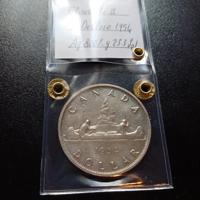 Moneta Canadese Da Collezione Argento 800 G 23.3 Spl 1 Dollaro 1954 Lotto 2022  - Immagine 1 di 4