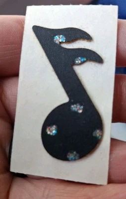 复古贴纸 Kessler 黑色音乐音符织物闪光耳钉 1 Mod,sat1-1 — 第 1/4 张图片