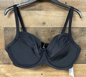 Lands' End Women's Retro Underwire Bikini Top - Black SPF-50 Size 14 - Picture 1 of 10