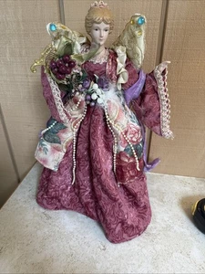 VTG Tree Topper Handcrafted  Vintage Style Dress and Pearl Accents - Picture 1 of 4