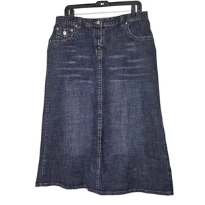 Christopher Banks Maxi Denim Jean Skirt Women's Size 14 Dark Wash A-Line Stretch - Picture 1 of 9