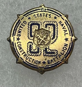 WW2 US Navy 92nd Seabees Lapel Badge Pin Construction Battalions Gold Color - Picture 1 of 3