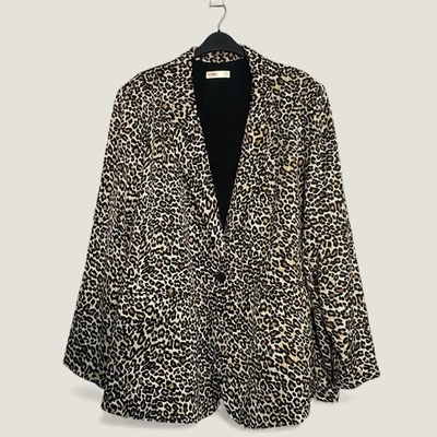 Chaqueta Blazer Intempo Leopardo Estampado Animal Satinado Talla Grande 3X Para Mujer’s Foto 1 de 4