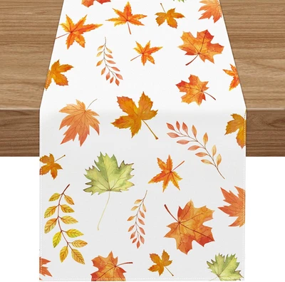 Fall Table Runner, Thanksgiving Table Autumn Maple Leaf Table Runner Farm Decora - Image 1 of 4