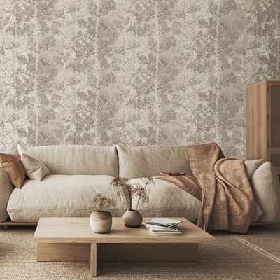 Papel Pintado Árboles Madera Plateada Natural Abedul Metálico Característica Pared 100227 Rasch Foto 1 de 4