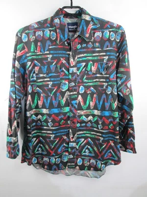 VTG Wrangler Western Rodeo Aztec Button Shirt Sz L Long Sleeve - Image 1 of 4