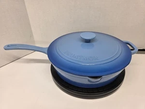 3,5 QT-12" Bruntmor blau emailliert Doppelgriff Gusseisen Pfanne mit Deckel - Bild 1 von 8