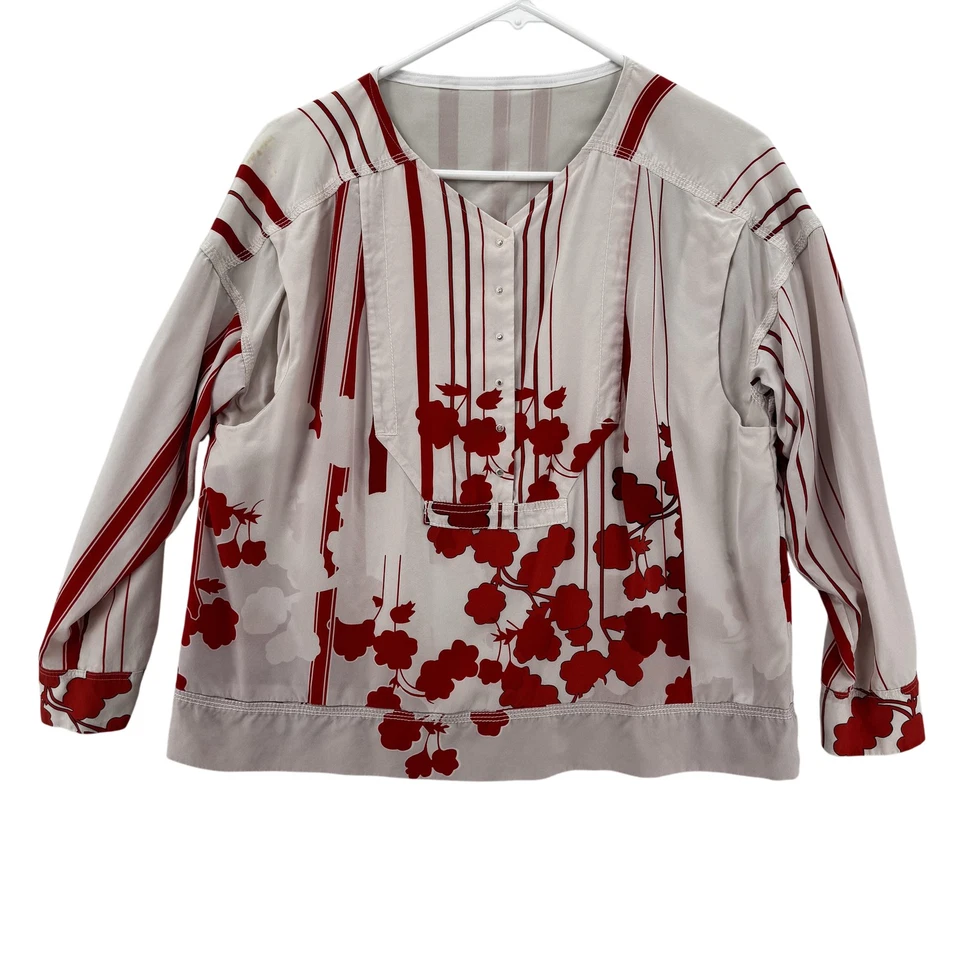 Blusa Camisa Diane von Furstenberg Kenta Top Mujer Mediana Seda Floral Rayas Foto 1 de 4