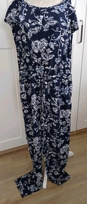 Jumpsuit Overall Einteiler Gr.36 Viskose Damen blau Blumen Sommer - Bild 1 von 4