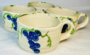 Original 4er Set handgefertigte Keramik Tassen Set signiert vom Künstler Baugnes 1992 - Bild 1 von 6