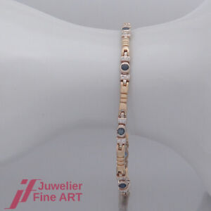 SCHNÄPPCHEN:  Saphir-Armband - 8 Safire  & 32 Brillanten (Diamant) -18K/750 Gold