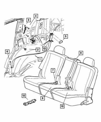 Cinturón de seguridad exterior trasero derecho genuino Mopar 2004-2006 Dodge Durango 5HP60BD1AF Foto 1 de 2