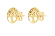 Gold Tree of Life Stud Earrings 9ct Yellow Gold on Sterling Silver Earrings 375