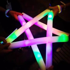 10x Light Up Foam Sticks LED Wand Rally Rave Batons DJ Flashing Glow Sticks 48cm