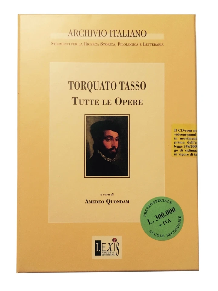 TORQUATO TASSO. TUTTE LE OPERE a cura di Amedeo Quondam - Lexis CD-ROM - Immagine 1 di 1