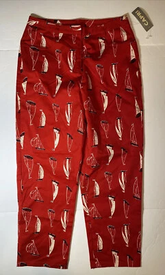 CASUAL CORNER Capri Pants Stretch Cotton Blend Red Sailboat Womens Sz 8 NWT - Image 1 of 4