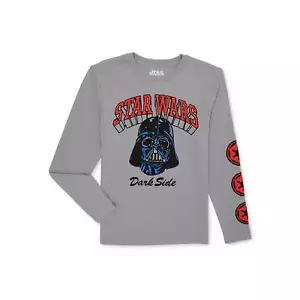 Star Wars Boys Long Sleeve Darth Vader Graphic T-Shirt Silver S (6-7) - Picture 1 of 3