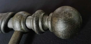 BASTONE PER TENDA IN LEGNO ANTICATO NERO ARGENTO 200 cm Ø 22. - Foto 1 di 10
