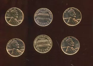 SIX 1964 LINCOLN CENT CH GEM BU (V773A) LOTS OF LUSTER ON COINS - Picture 1 of 1