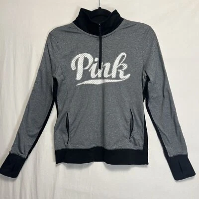 Victoria's Secret Pink Size Small S/P Long Sleeve Zip Pullover Black & Gray - Image 1 of 4