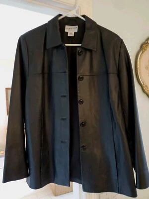 Pendleton Butter Soft Leather Jacket Black  Large Button Front Pockets Portland  - Image 1 of 4