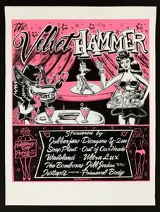 PÓSTER Velvet Hammer Burlesque Día de San Valentín 1996 Los Ángeles Von Franco ¡Raro!! - Imagen 1 de 1