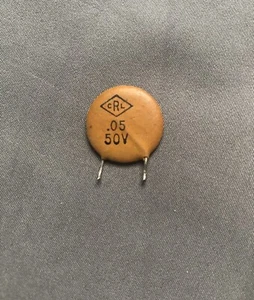 1960s Vintage NOS CRL Centralab .05 uF 50V ceramic disc tone capacitor dime used - Picture 1 of 3