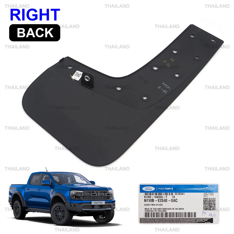 For Ford Ranger Raptor Next-Gen 2023 - '25 Rear Right Splash Mud Guard Flap - Image 1 of 4
