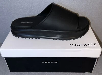 Nine West Womens SUNSHIN 3 Black Slip on Slide Sandals 10 Medium NIB - Image 1 of 4