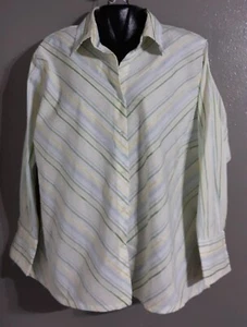 WOMAN'S DCC EASYCARE STRETCH. STRIPED MULTICOLOR DRESS SHIRT BLOUSE.SIZE 2X - Picture 1 of 8