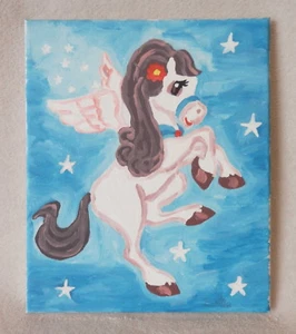 Bild Pegasus Handgemalt Acrylfarbe Holzrahmen - Bild 1 von 2