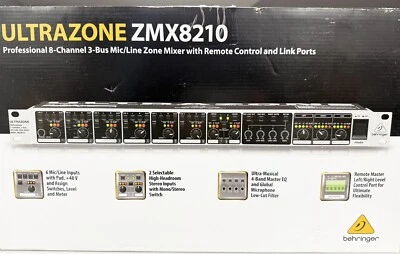 Behringer ZMX 8210 UltraZone Professional 8-Channel 3-Bus Mic/Line Mixer - Image 1 of 2