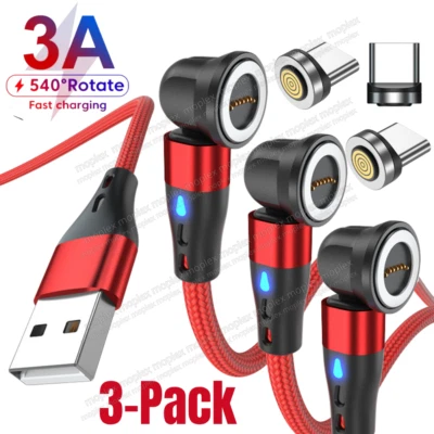 540° Magnetic Charger USB C Charging Cable Type C For Samsung Android iPhone 15 - Image 1 of 4