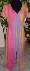 BETTY BARCLAY RAINBOW LONG LINEN DRESS 38 GORGEOUS!!! - Picture 1 of 3